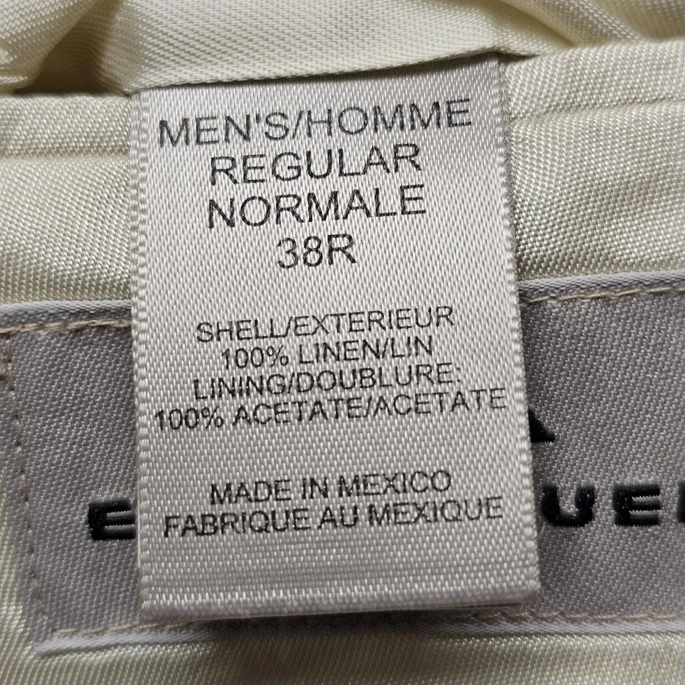 AKA Eddie Bauer Mens 38R Linen Blazer Tan Oatmeal 2 Button Sport Coat Regular